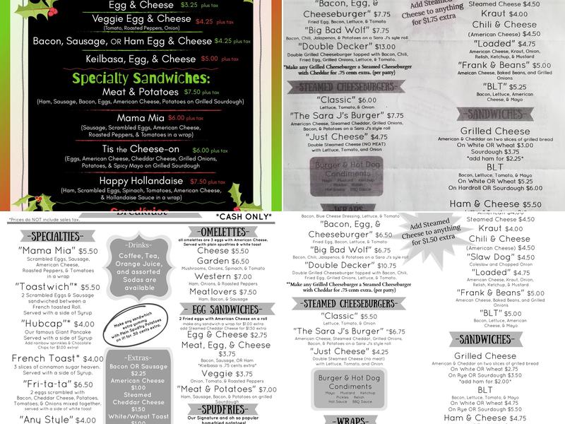 Sara J's Menu