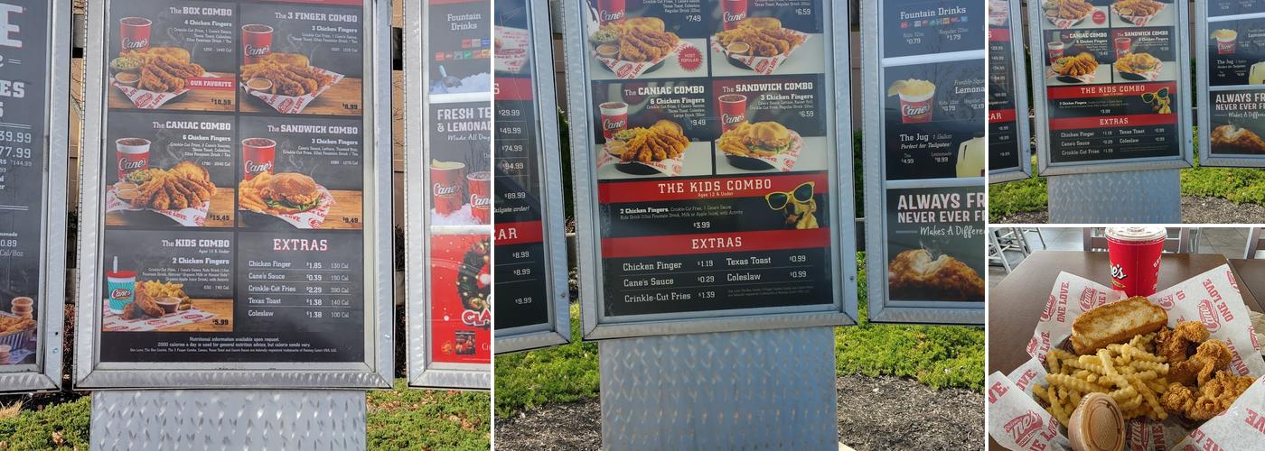 Raising Cane's Chicken Fingers Menu