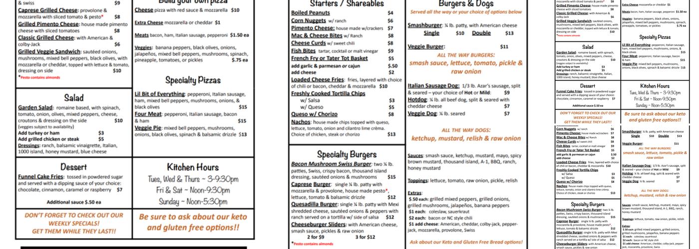 Bold City Brewery Menu