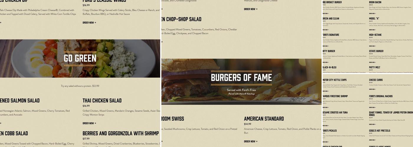Ford's Garage St. Pete Menu