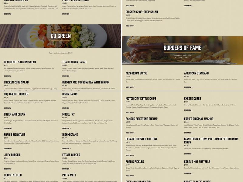 Ford's Garage St. Pete Menu