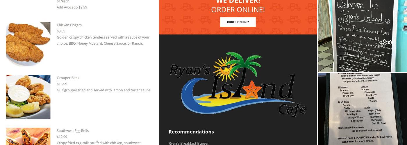 Ryan's Island Cafe Menu