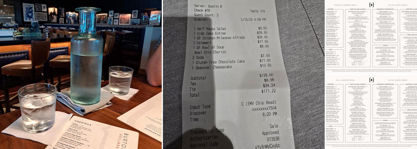 Burtons Grill & Bar Menu