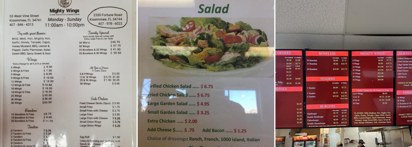 Mighty Wings Menu