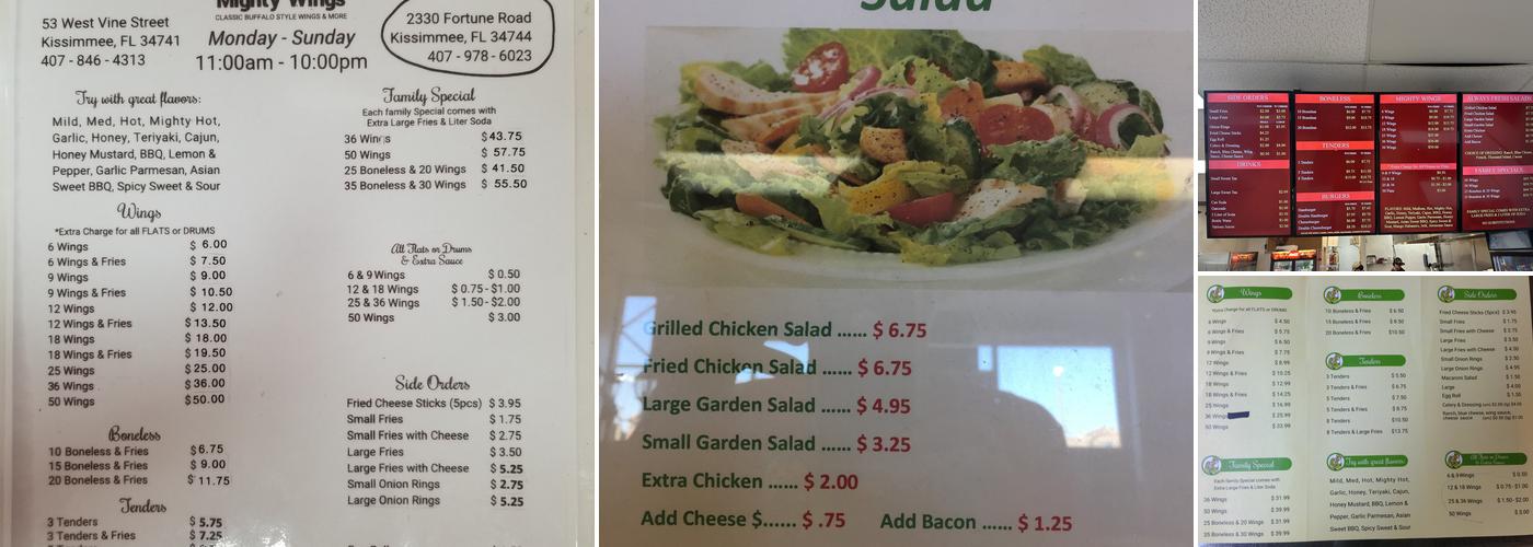 Mighty Wings Menu