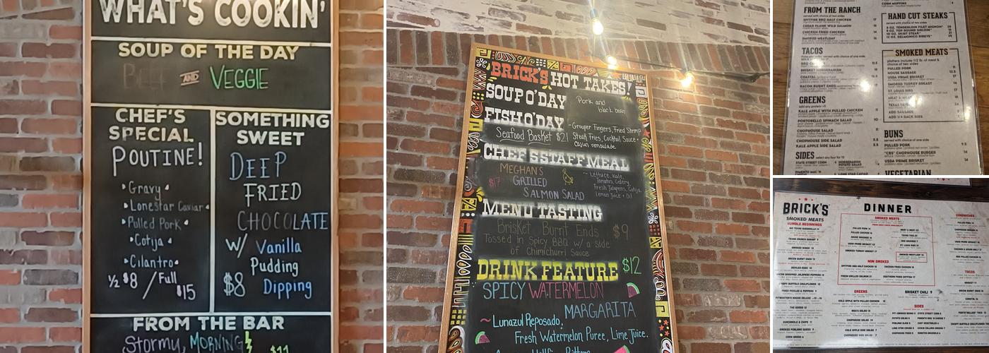 Brick's Smoked Meats Menu