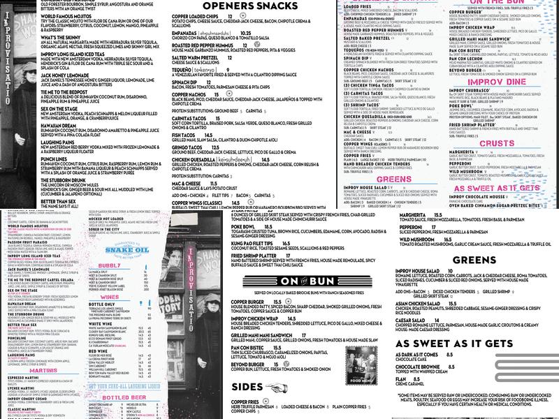 Miami Improv Comedy Club and Dinner Theater Menu