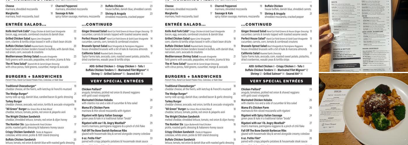 Doc B's Restaurant Menu