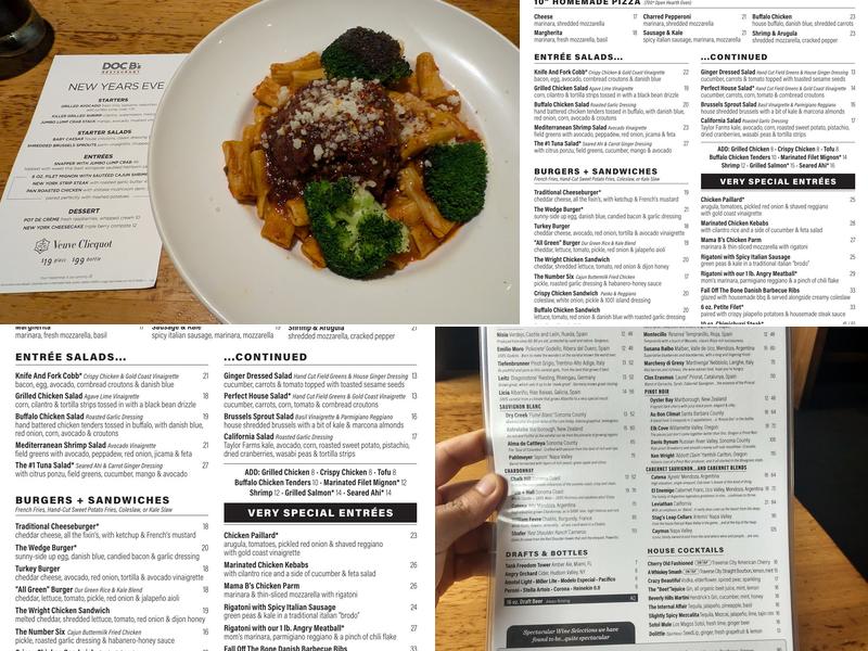 Doc B's Restaurant Menu