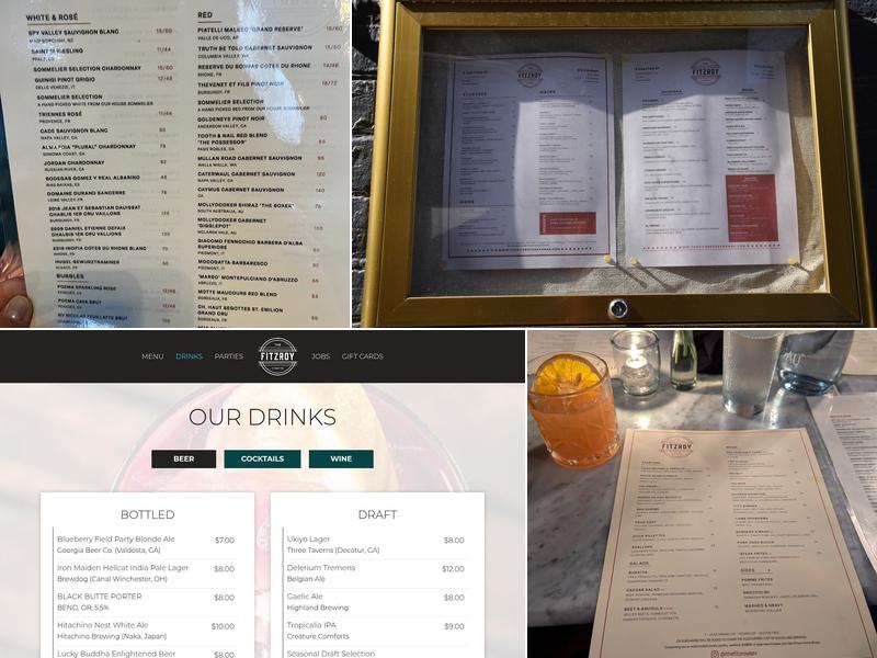 The Fitzroy Menu