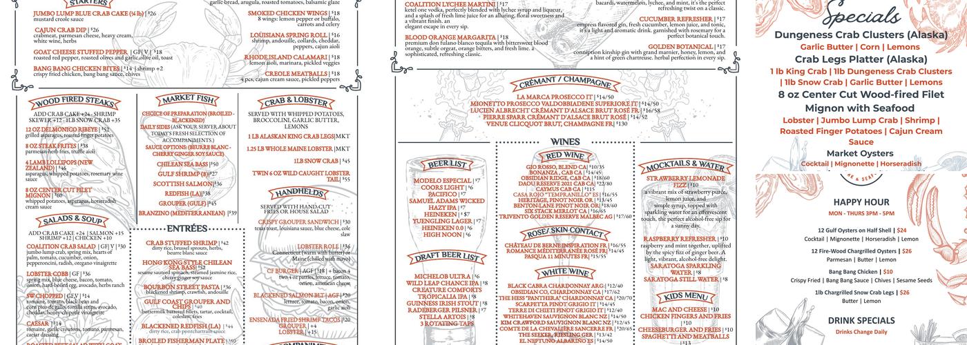 Coalition Steak and Seafood Menu