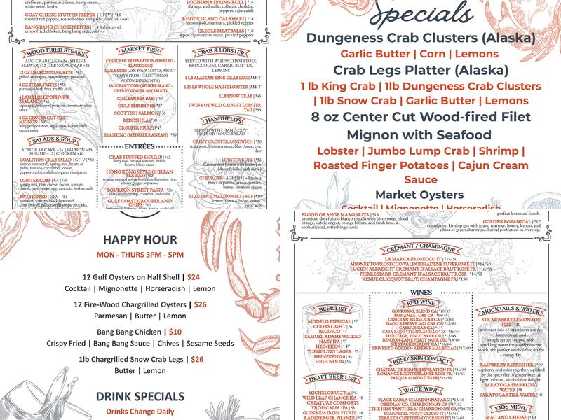Coalition Steak and Seafood Menu