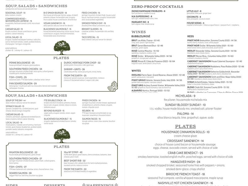 From the Earth Brewing Company Menu