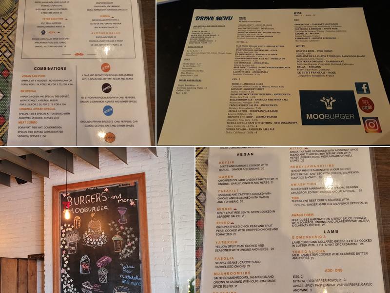 Mooburger Menu
