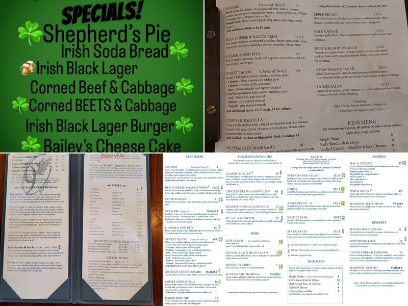 Cloud 9 Brewery Menu