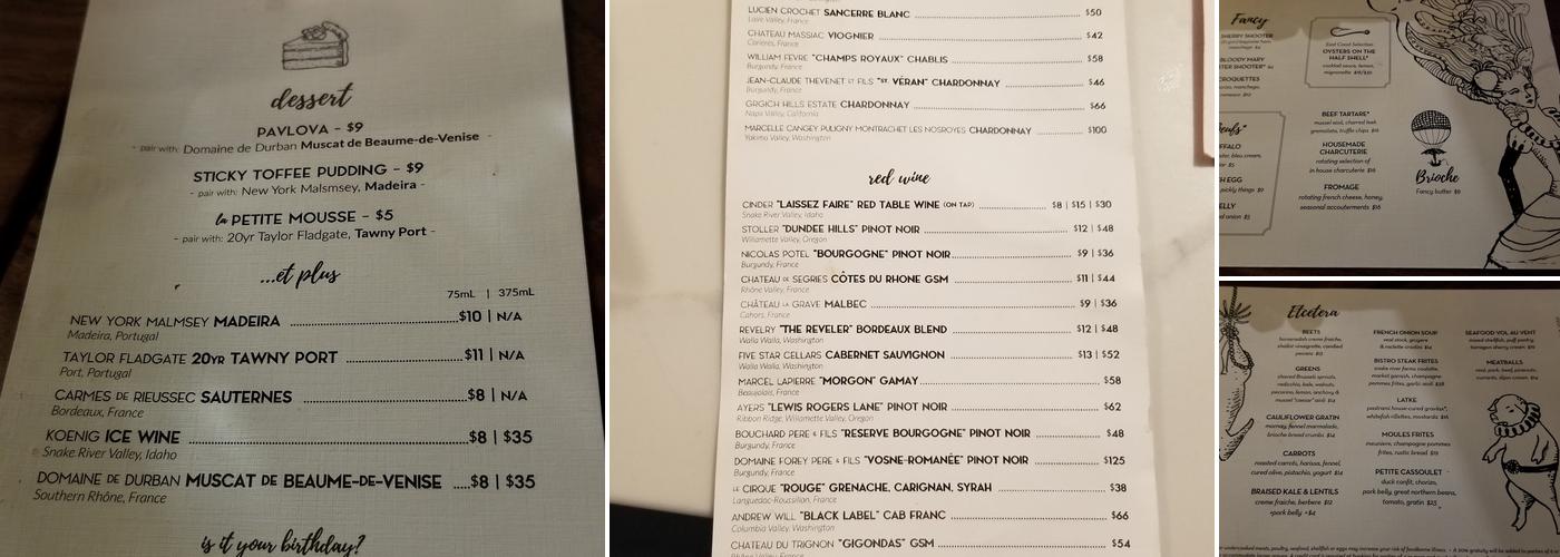 Petite 4 Menu