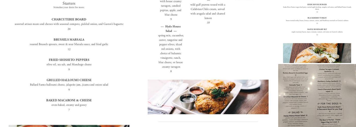 The Hyde House - in Hyde Park Menu