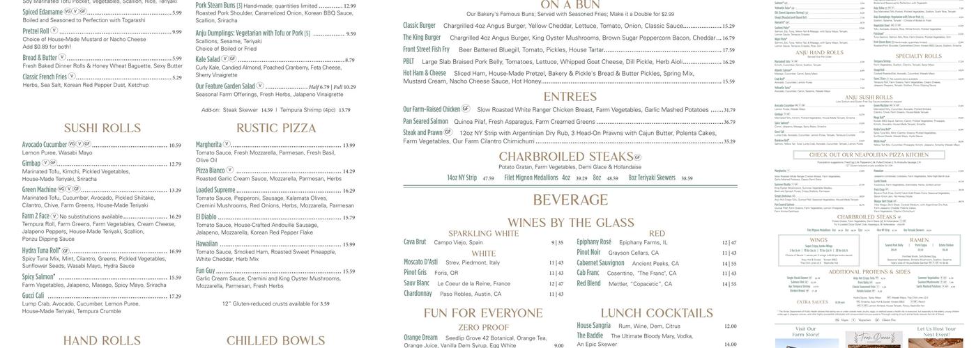 Bakery and Pickle Menu