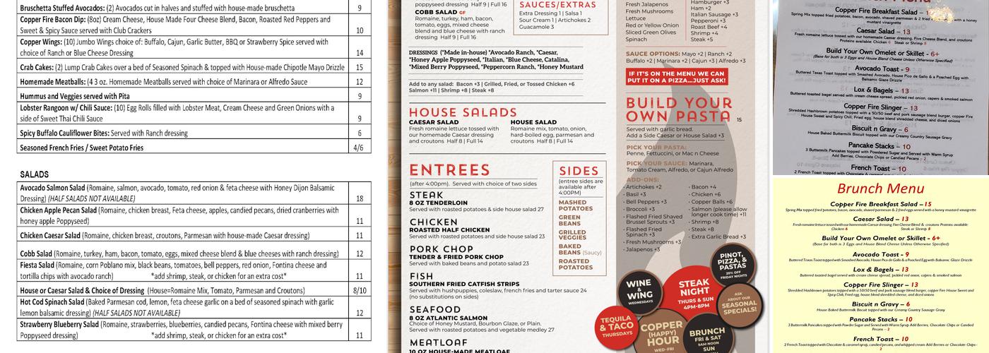 Copper Fire Menu