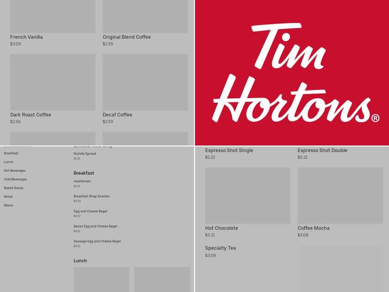 Tim Hortons Menu