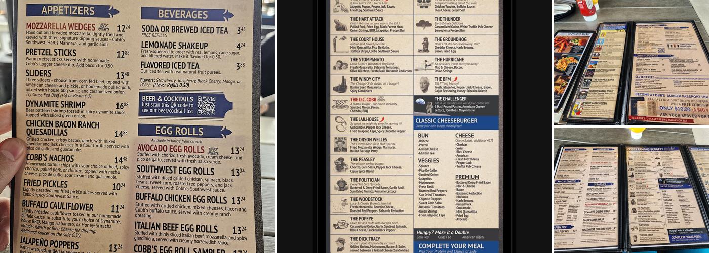 D.C. Cobb's Menu