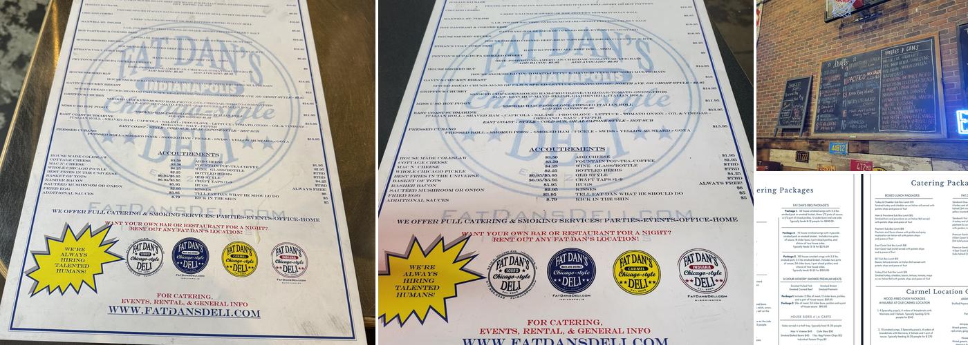 Fat Dan's Deli Menu