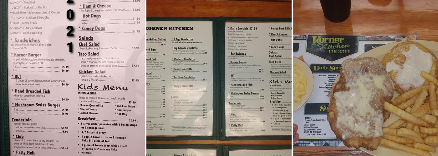 Korner kitchen Menu