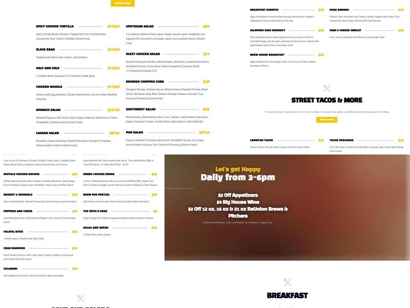 ReUnion Brewery Menu