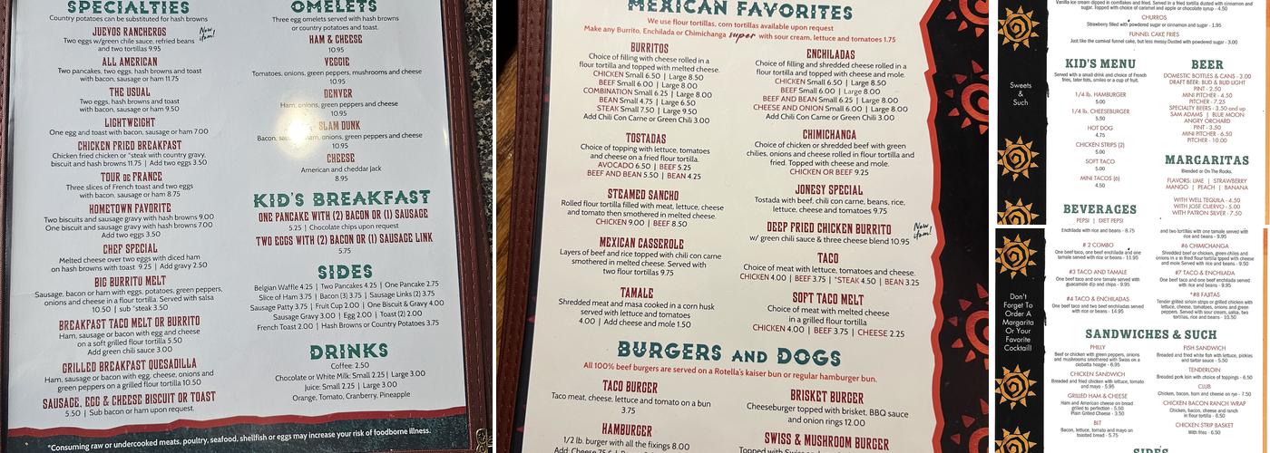 Jonesy's Corner Menu