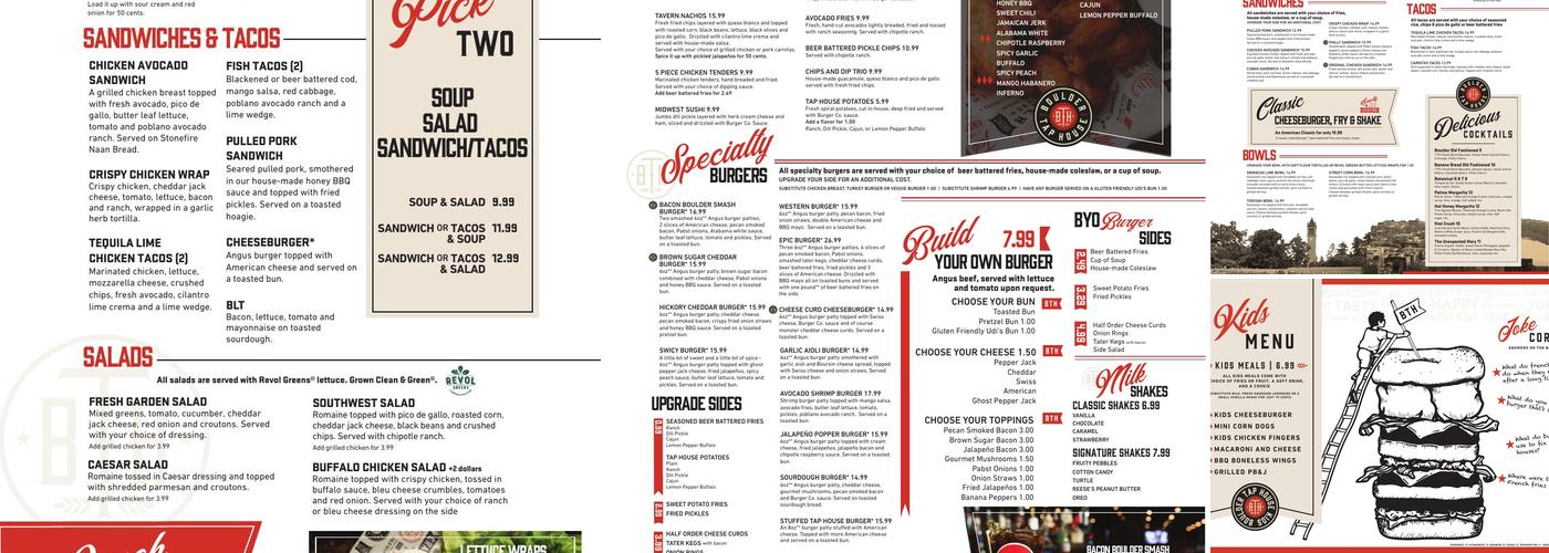 Boulder Tap House - Ames Menu