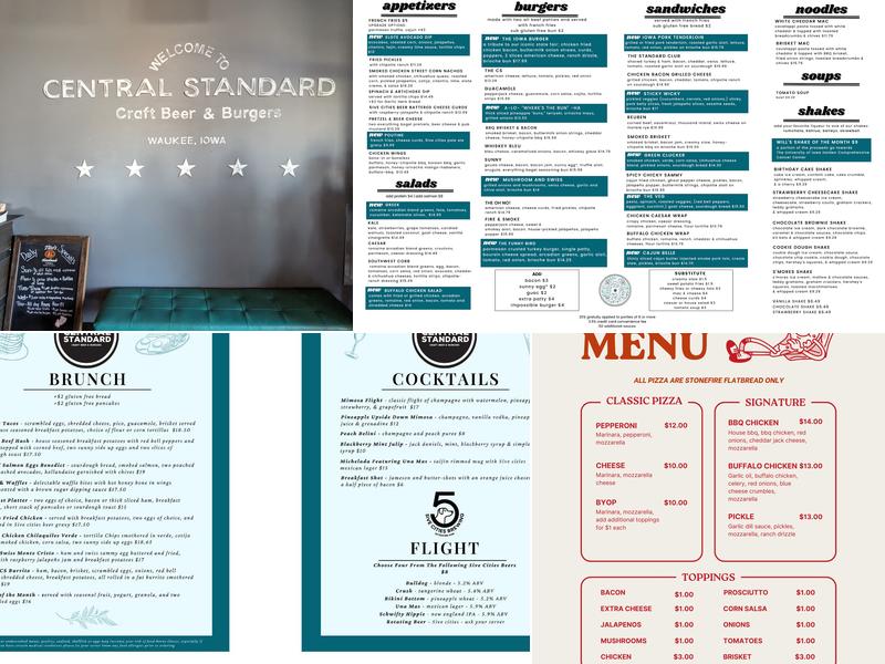 Central Standard Craft Beer & Burgers Menu