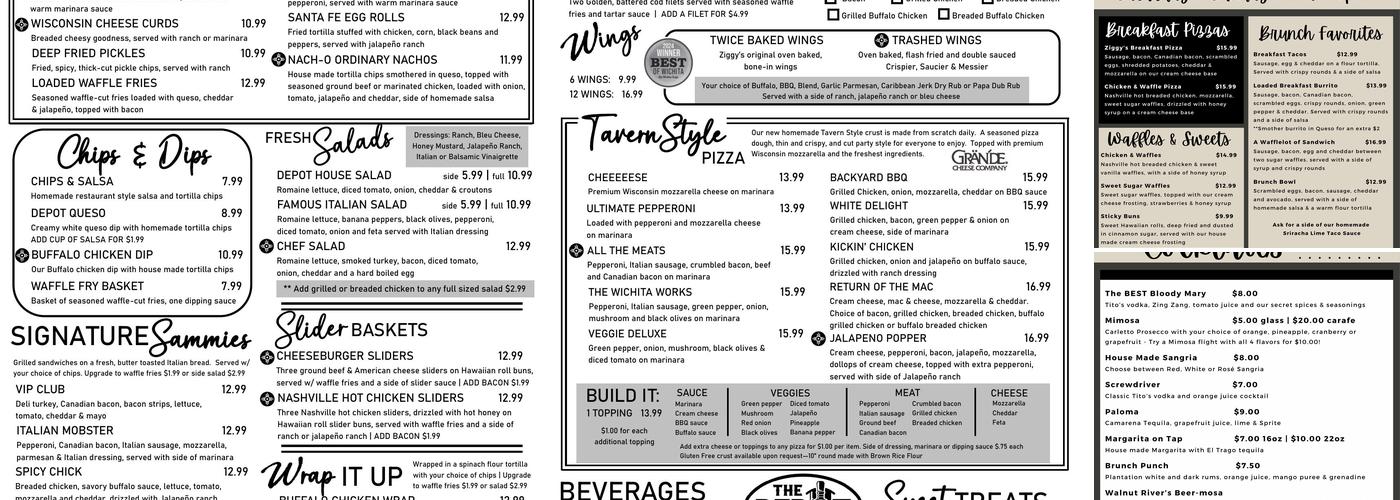 The Depot Pizza & Taps Menu