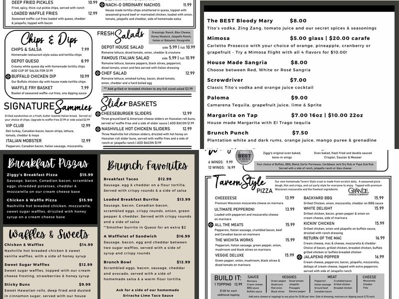 The Depot Pizza & Taps Menu