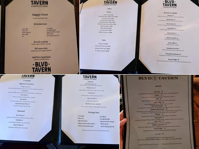 Blvd Tavern Menu