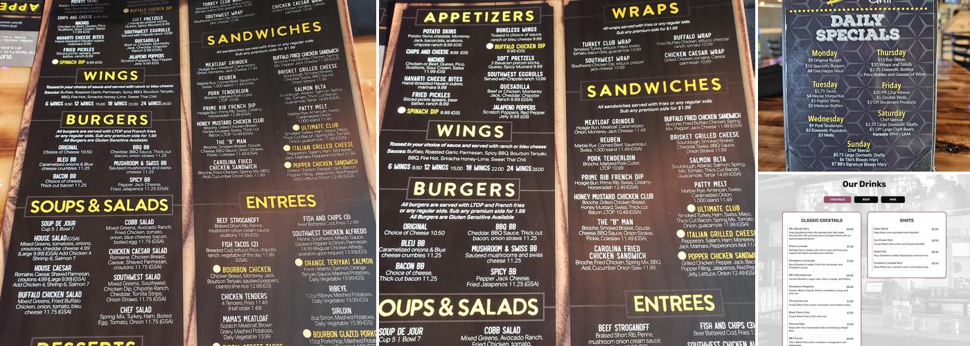 BB's Grill Menu