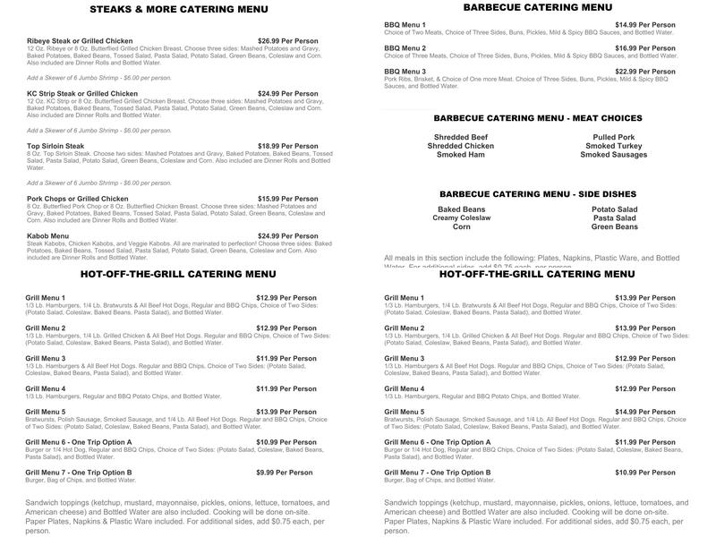 Two Guys and a Grill Menu