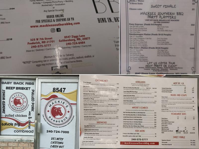 Mackie’s Catering Co. Menu