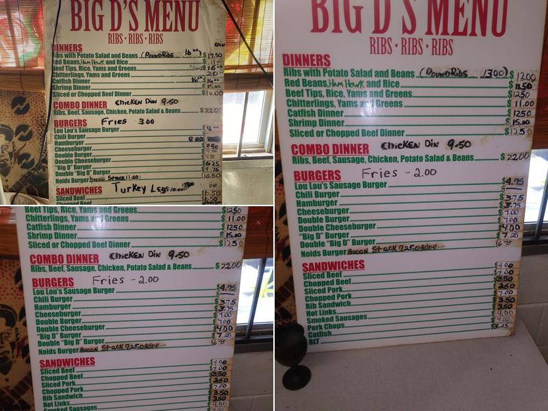 Big D's BarbQue Menu