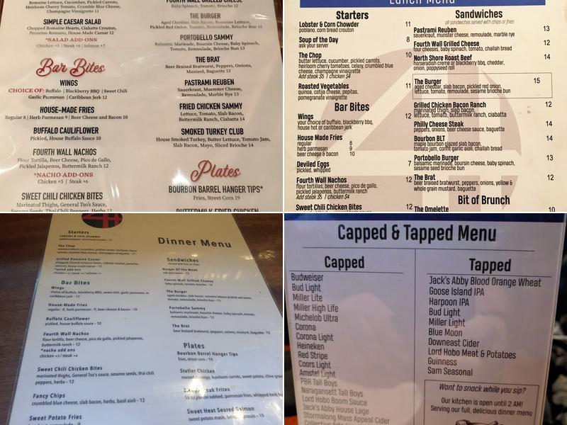 4th Wall Restaurant & Bar Menu