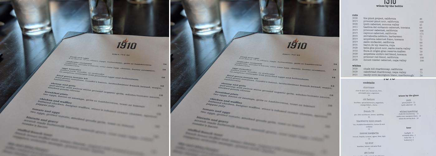 1910 Menu