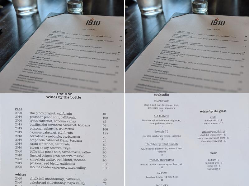 1910 Menu