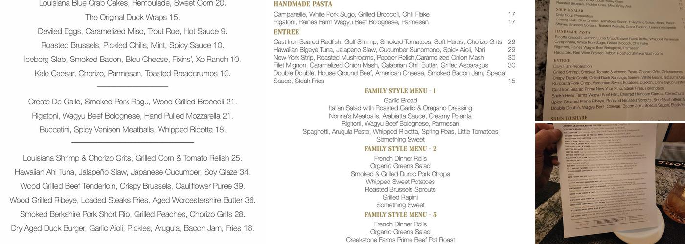 Parish Restaurant & Bar Menu