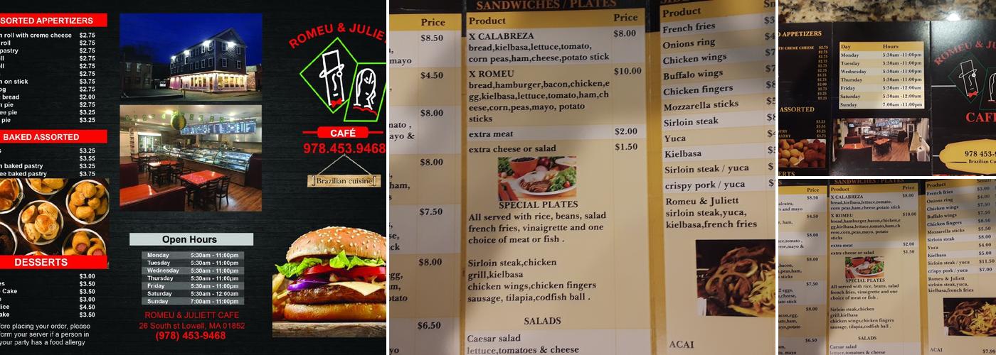 Romeu & Juliett Cafe Menu