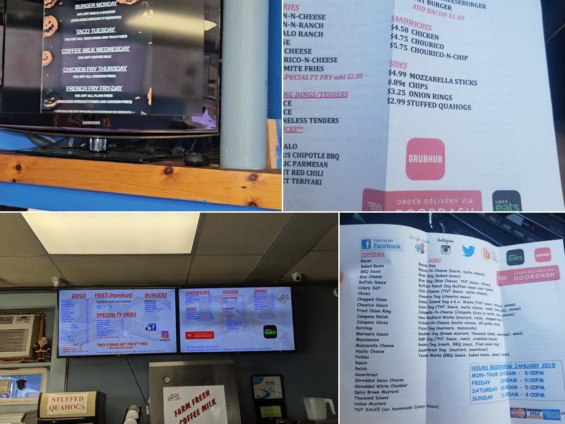 TNT Home of The Best Burgers, Dogs & Fries Menu