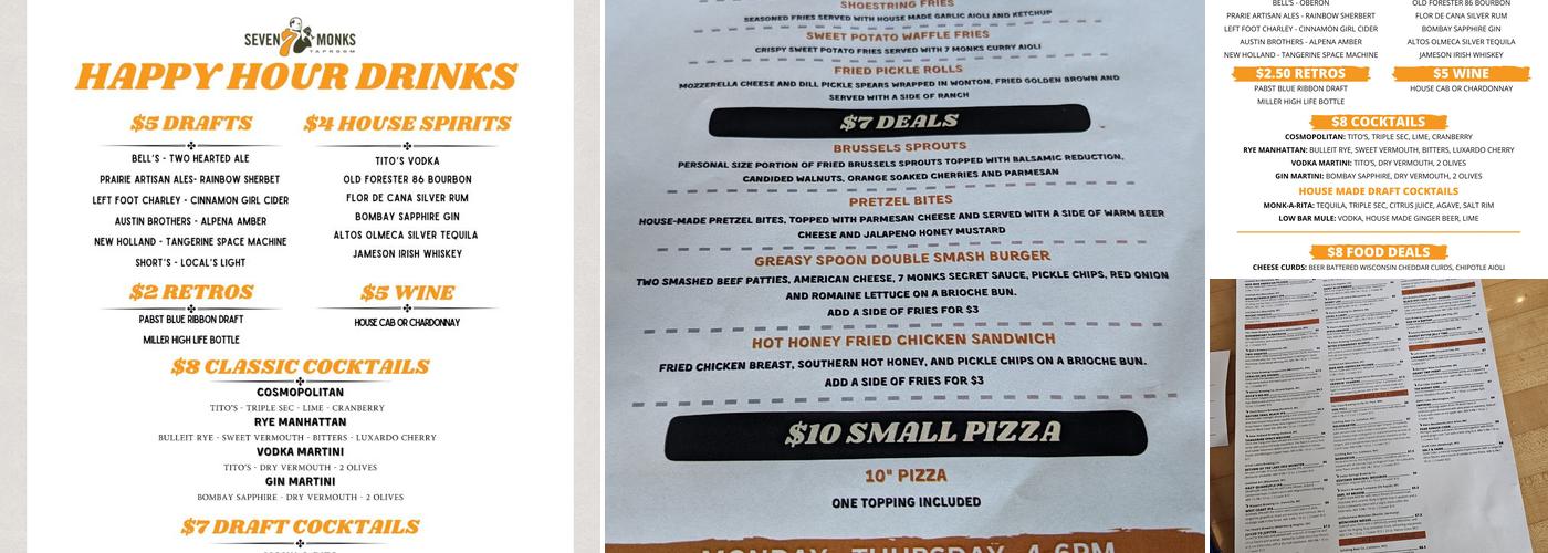 7 Monks Taproom Grand Rapids Menu