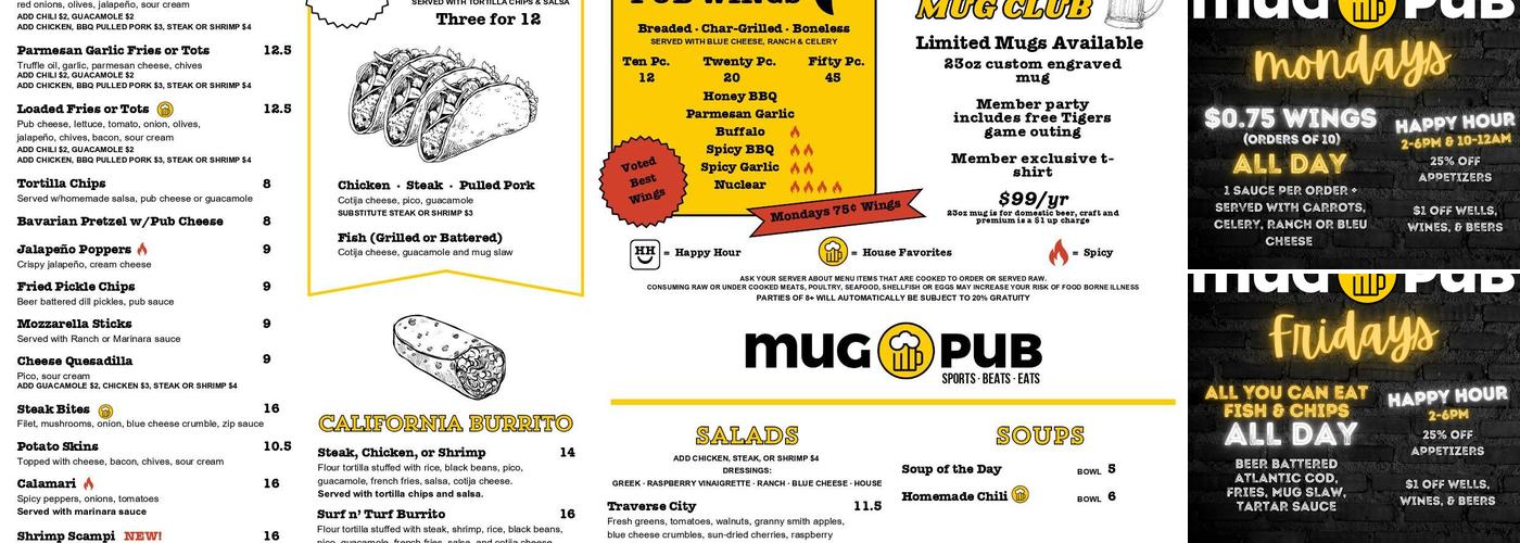 Mug Pub Menu