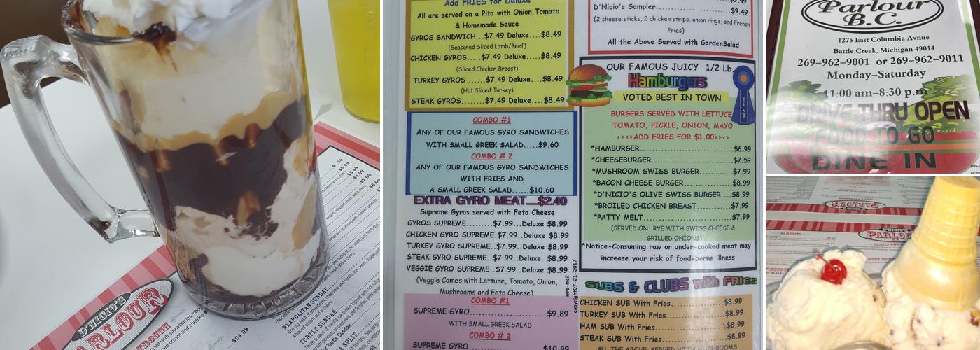 D'Nicio's Parlor B.C Menu