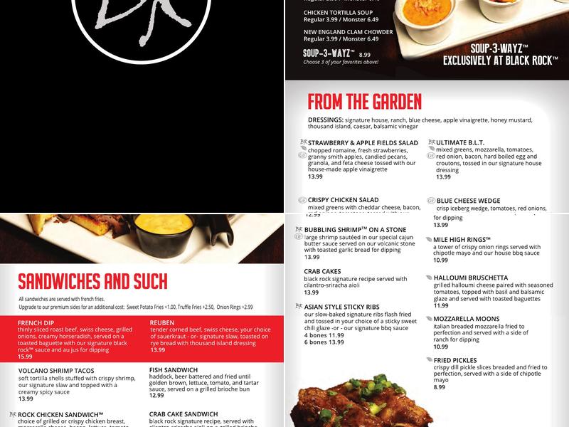 Black Rock Bar & Grill Menu