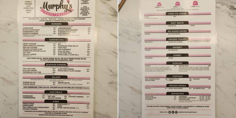Murphy's Eats & Treats Menu