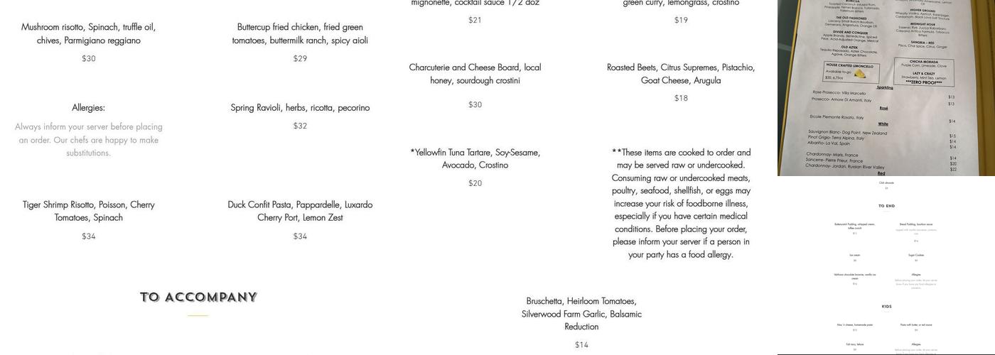 Buttercup Menu